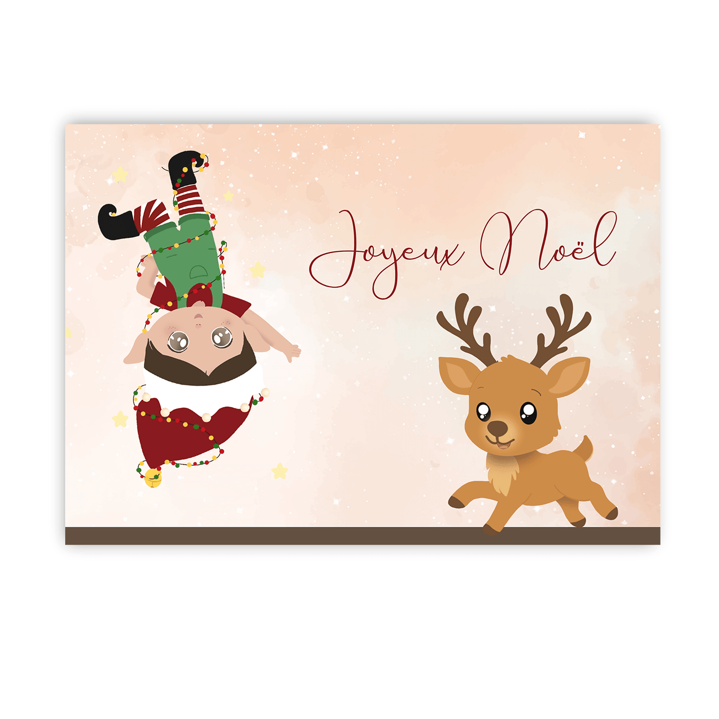 Carte de Noël lutin farceur à planter avec enveloppe rouge - Alonaly