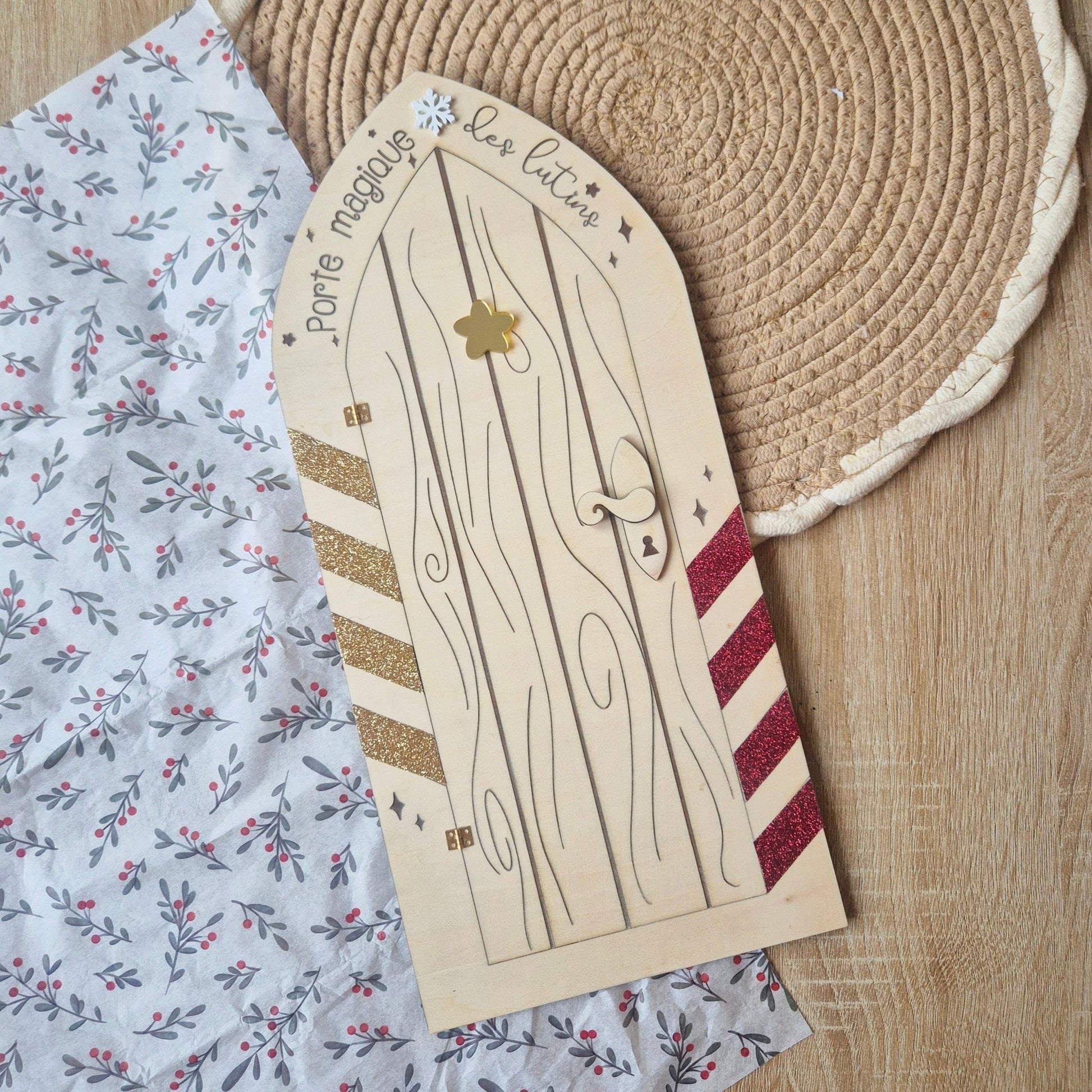 Grande Porte Magique pour Lutin Farceur – Décoration de Noël en Bois 30 cm - Alonaly