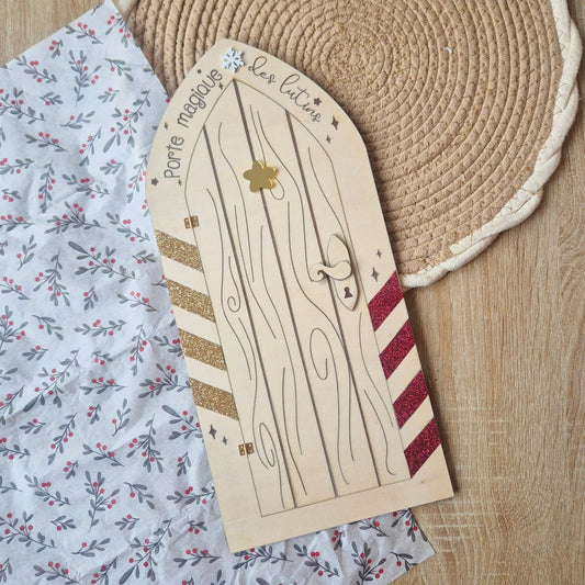 Grande Porte Magique pour Lutin Farceur – Décoration de Noël en Bois 30 cm - Alonaly