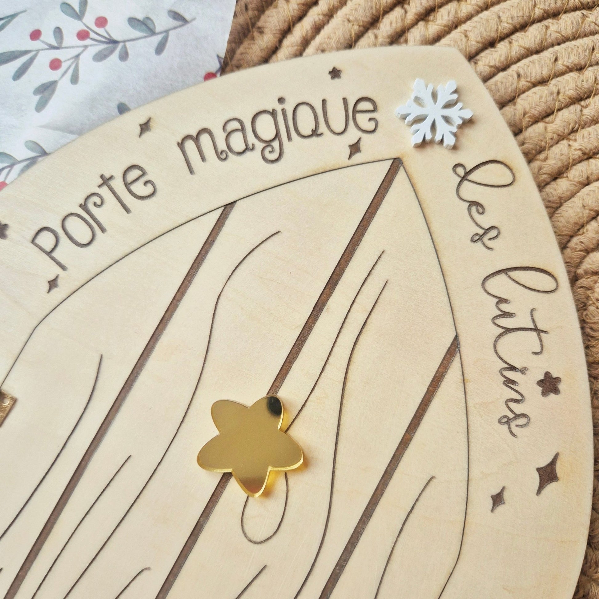 Grande Porte Magique pour Lutin Farceur – Décoration de Noël en Bois 30 cm - Alonaly
