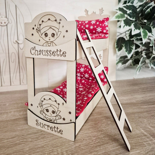 Lit superposé pour lutins – Meuble taille réel LUKEA avec colis magique de Noël - Alonaly