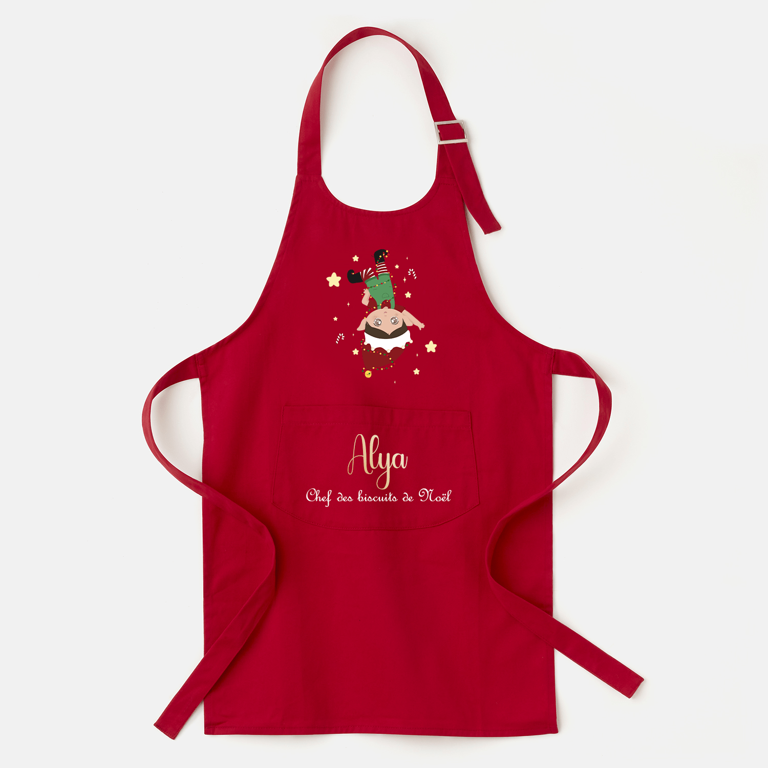 Tablier enfant rouge de Noël personnalisé - Alonaly