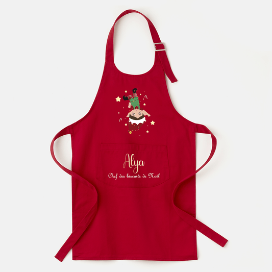 Tablier enfant rouge de Noël personnalisé - Alonaly
