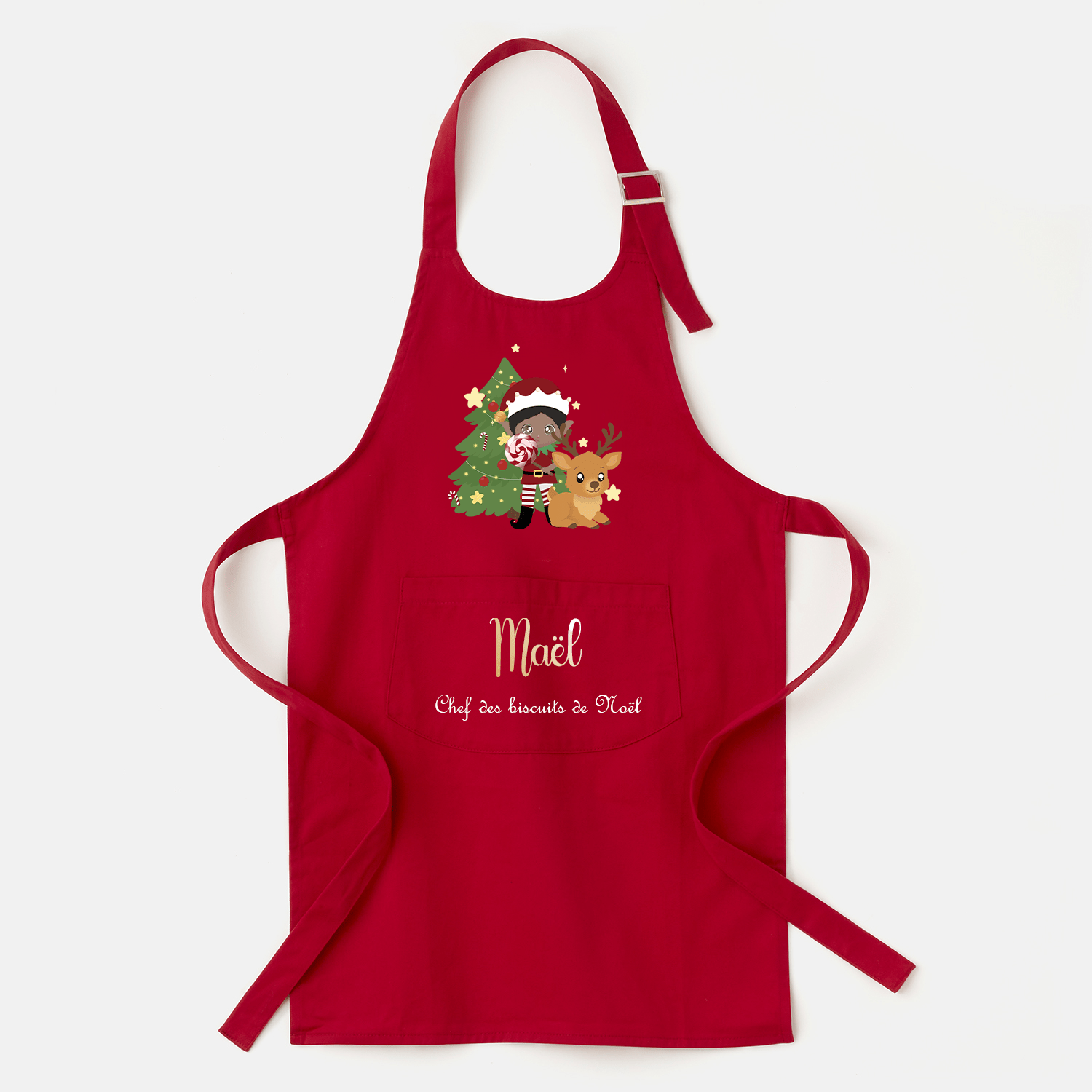 Tablier enfant rouge de Noël personnalisé - Alonaly
