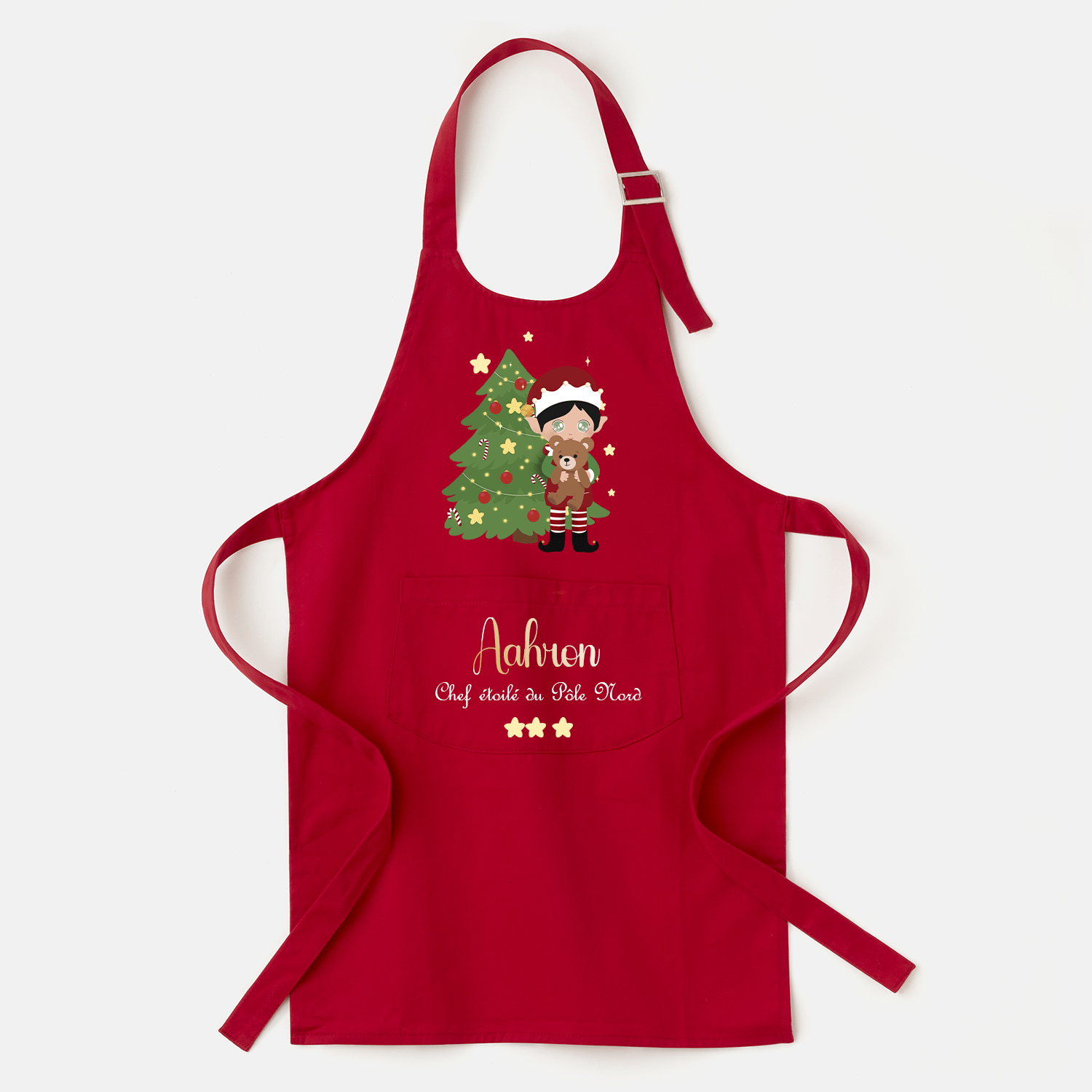 Tablier enfant rouge de Noël personnalisé - Alonaly
