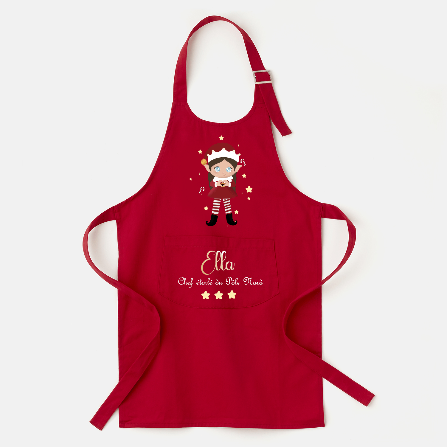 Tablier enfant rouge de Noël personnalisé - Alonaly
