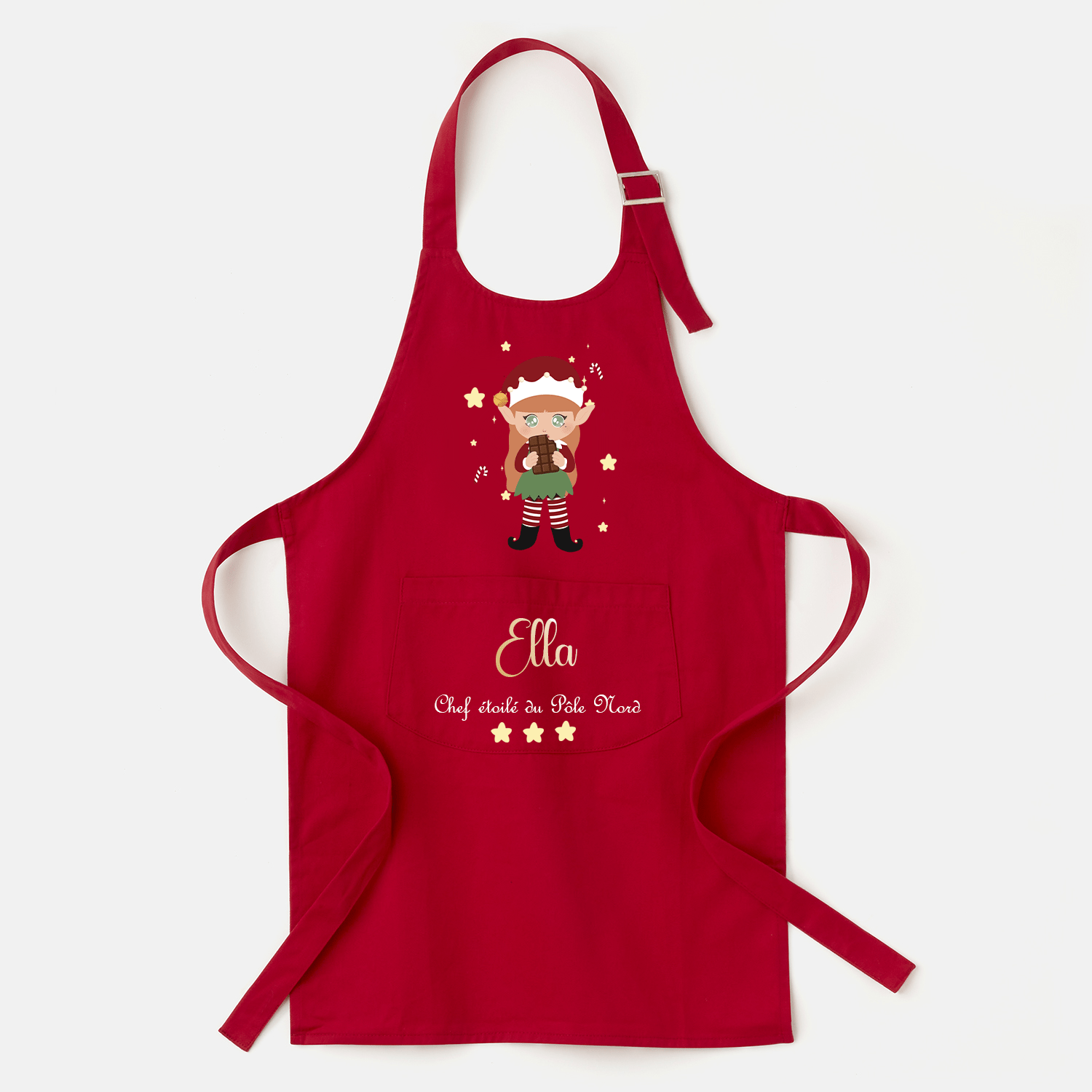 Tablier enfant rouge de Noël personnalisé - Alonaly