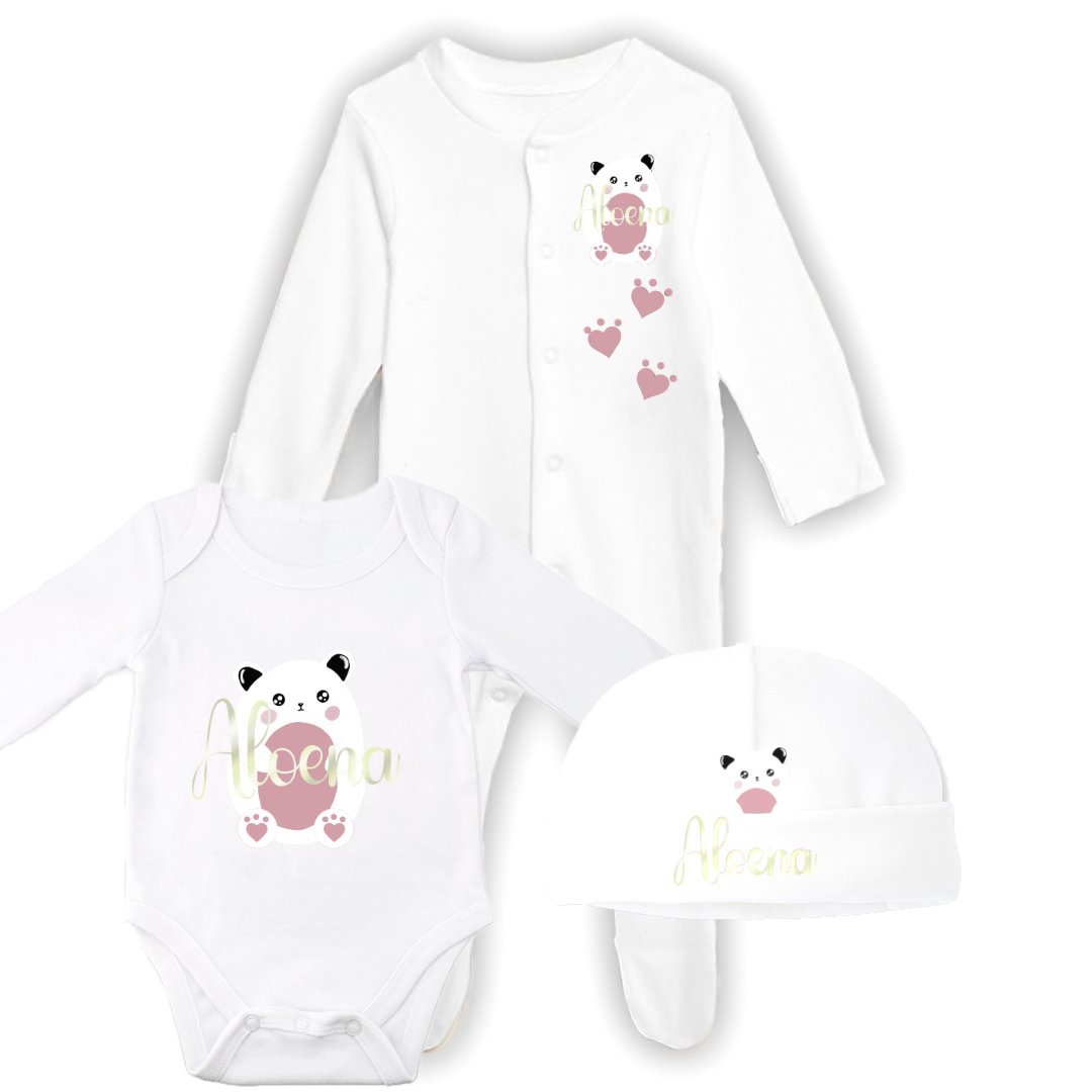 Tenue de naissance à personnaliser Ours/Panda - Alonaly