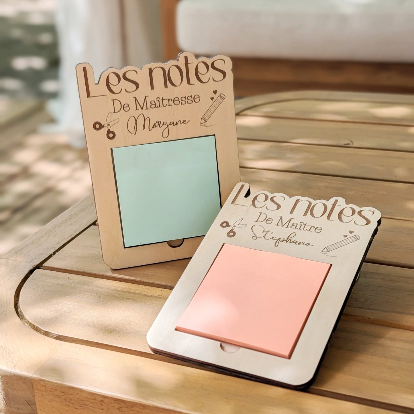 Bloc - notes Personnalisé en Bois – Cadeau Maîtresse, Maître, ATSEM - Alonaly