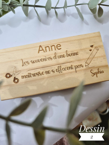 Brosse en bois Merci maîtresse/maître - Alonaly