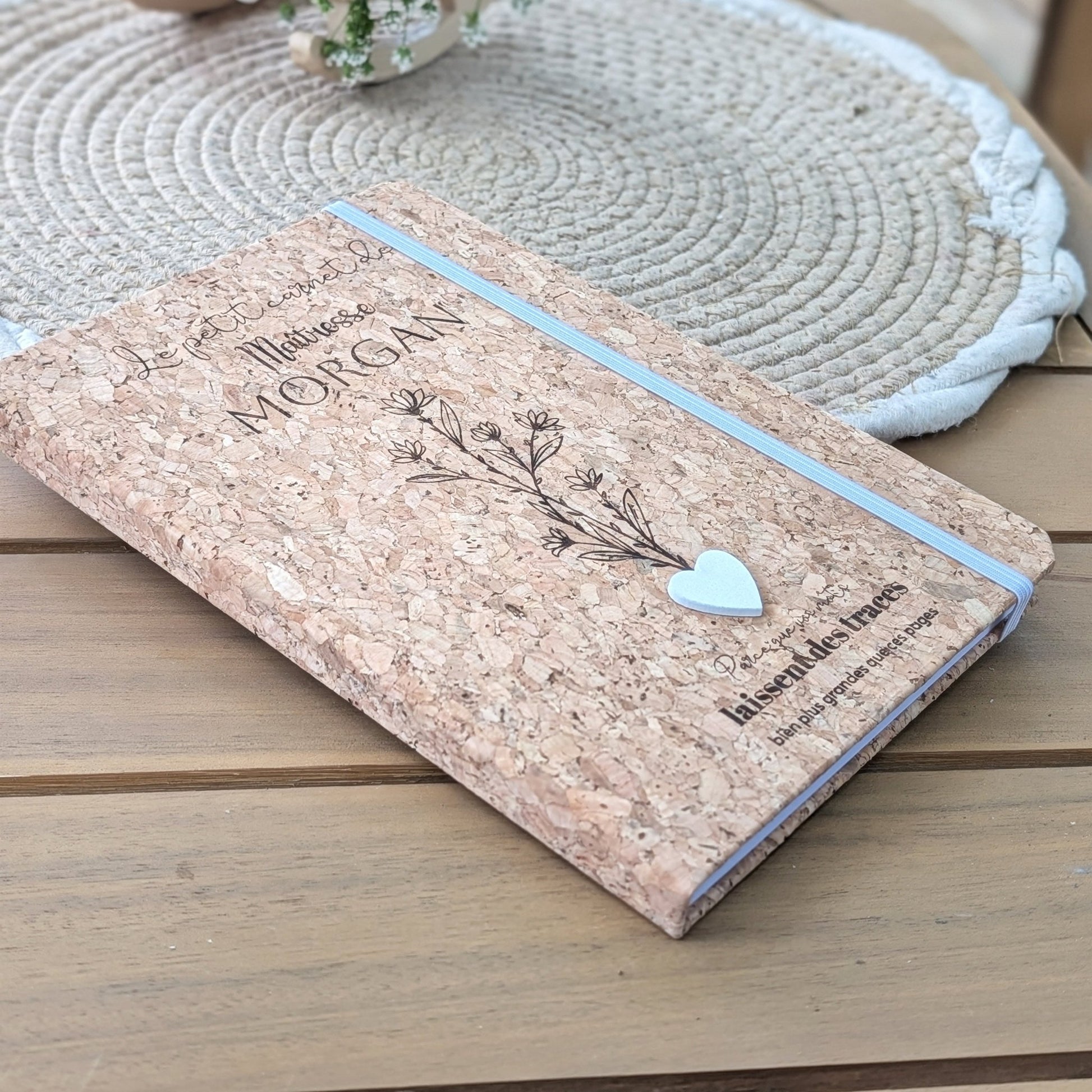 Carnet maîtresse personnalisé en liège Cadeau original fin d’année scolaire - Alonaly