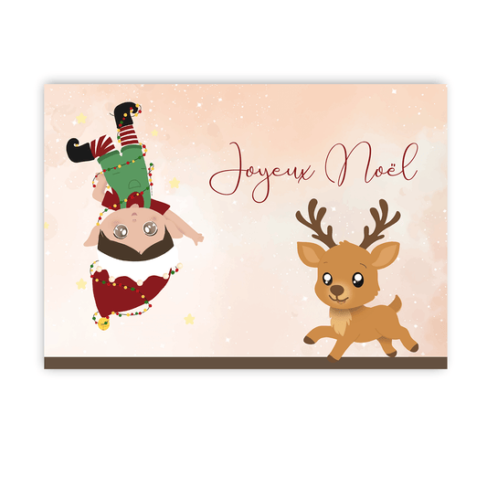 Carte de Noël lutin farceur à planter avec enveloppe rouge - Alonaly