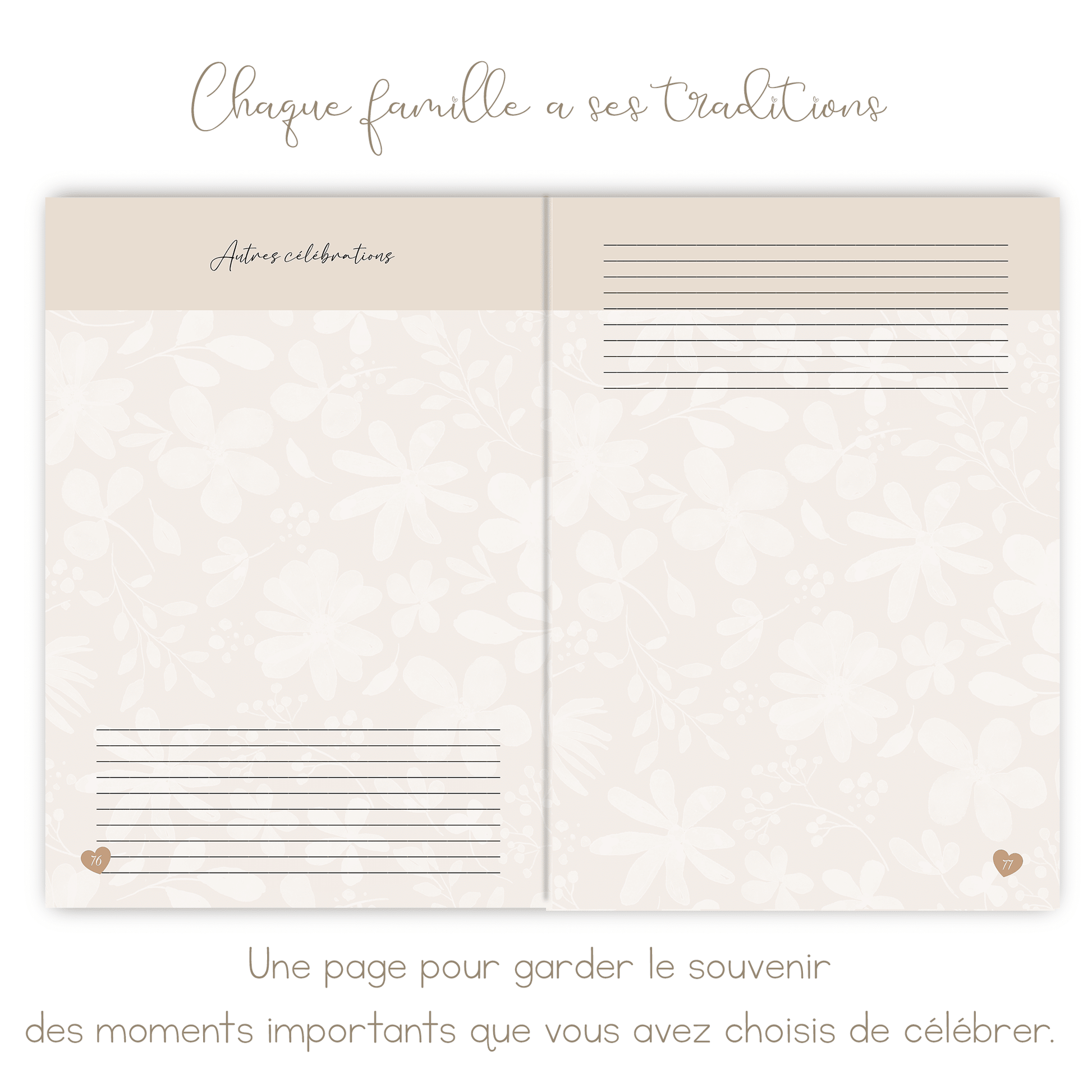 Livre de naissance beige personnalisé – Souvenirs de bébé de la grossesse à 5 ans - Alonaly