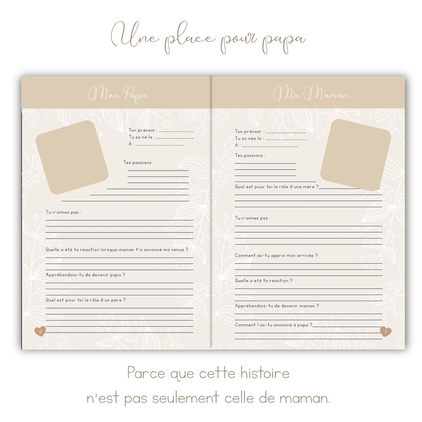 Livre de naissance beige personnalisé – Souvenirs de bébé de la grossesse à 5 ans - Alonaly