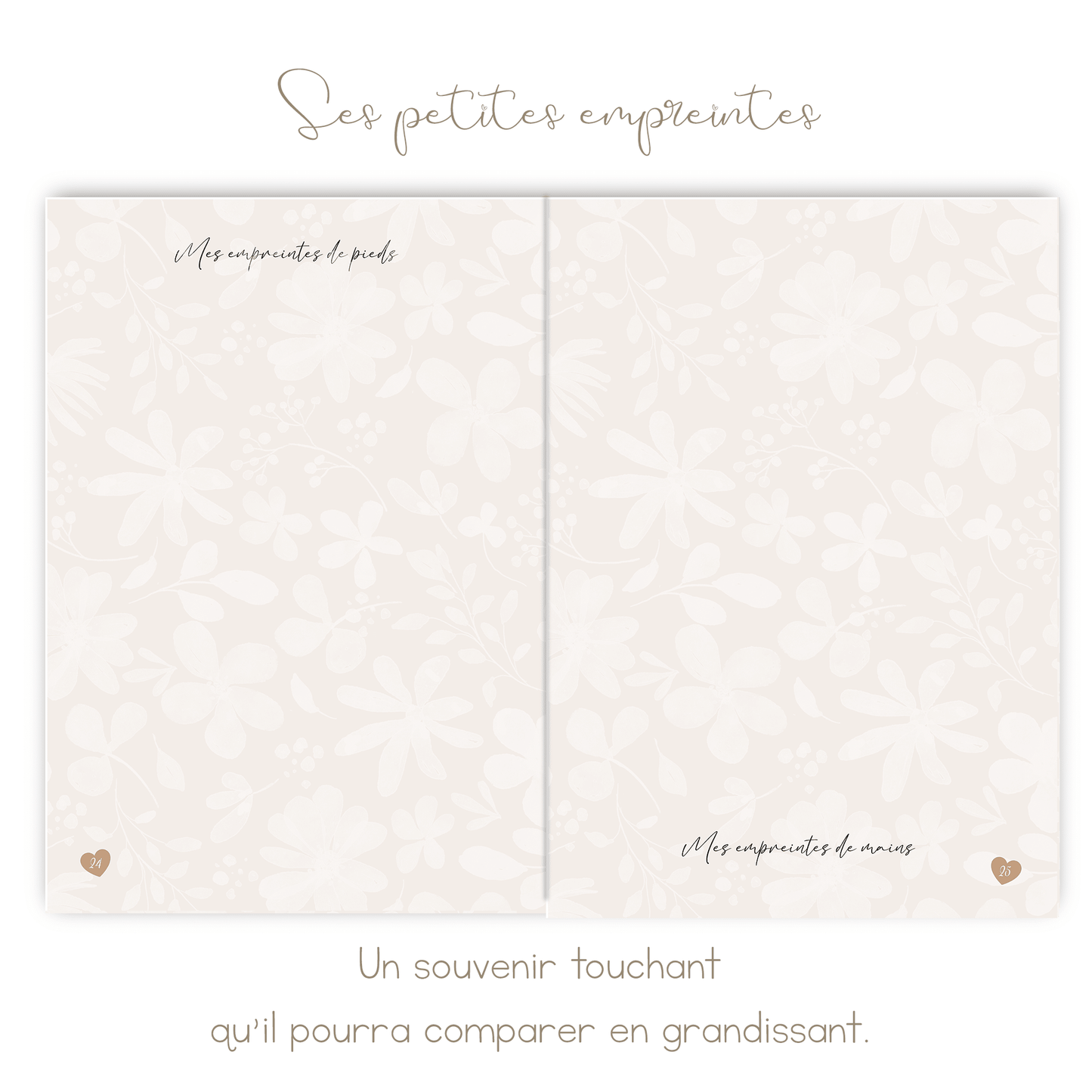 Livre de naissance beige personnalisé – Souvenirs de bébé de la grossesse à 5 ans - Alonaly