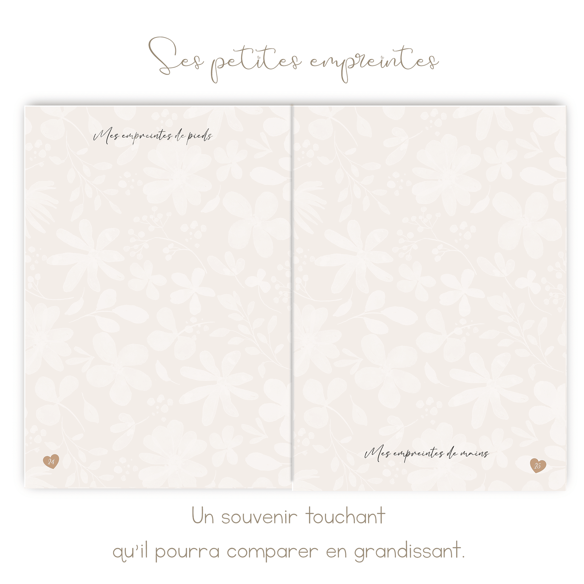 Livre de naissance beige personnalisé – Souvenirs de bébé de la grossesse à 5 ans - Alonaly