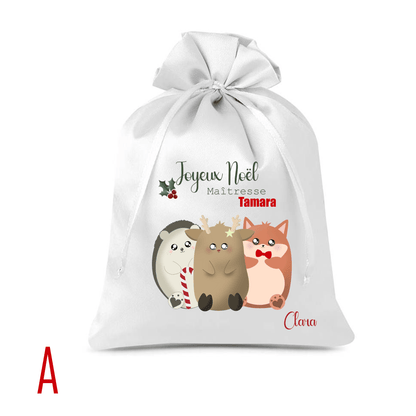 Pochon de Noël cadeaux Maître/Maîtresse/Papy/Mamie - Alonaly