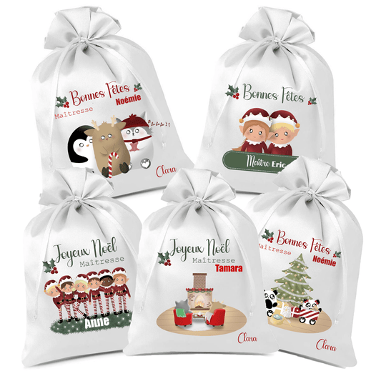 Pochon de Noël cadeaux Maître/Maîtresse/Papy/Mamie - Alonaly