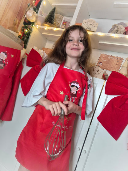 Tablier enfant rouge de Noël personnalisé - Alonaly