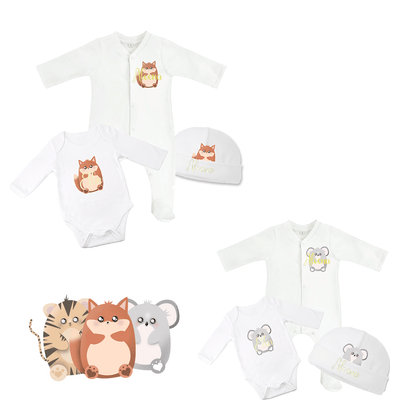 Tenue de naissance à personnaliser Tigre/Koala/Renard - Alonaly