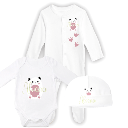 Tenue de naissance à personnaliser Ours/Panda - Alonaly