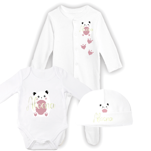 Tenue de naissance à personnaliser Ours/Panda - Alonaly