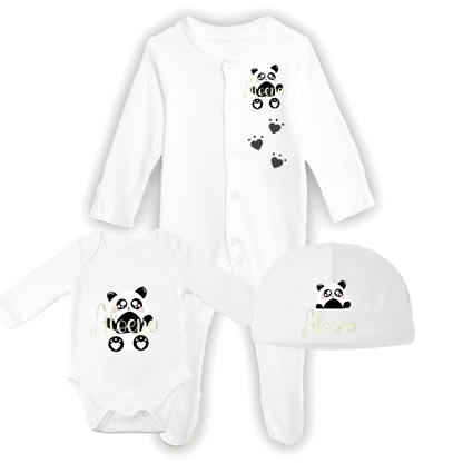 Tenue de naissance à personnaliser Ours/Panda - Alonaly